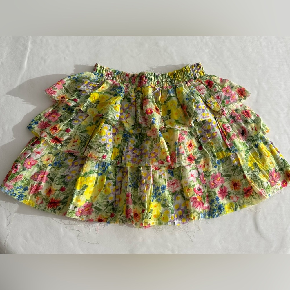 Loveshack Fancy Ruffle Mini Floral Skirt